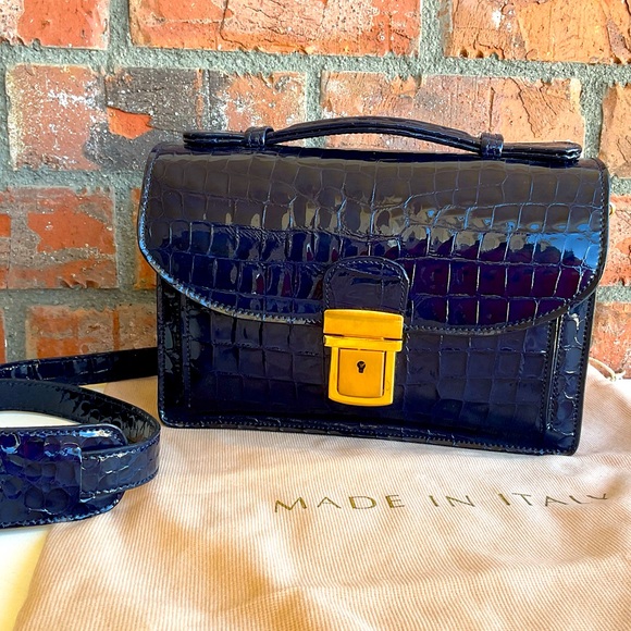 Stunning AD Firenze Croc Embossed Midnight Blue Leather Florence , Italy - Picture 2 of 13